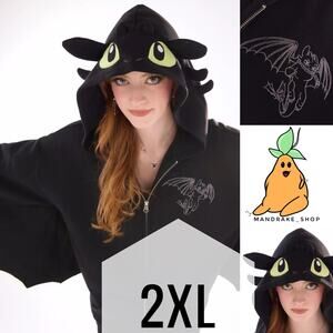 How To Train Your Dragon Toothless Hoodie Winged Cosplay 2XL Her Universe